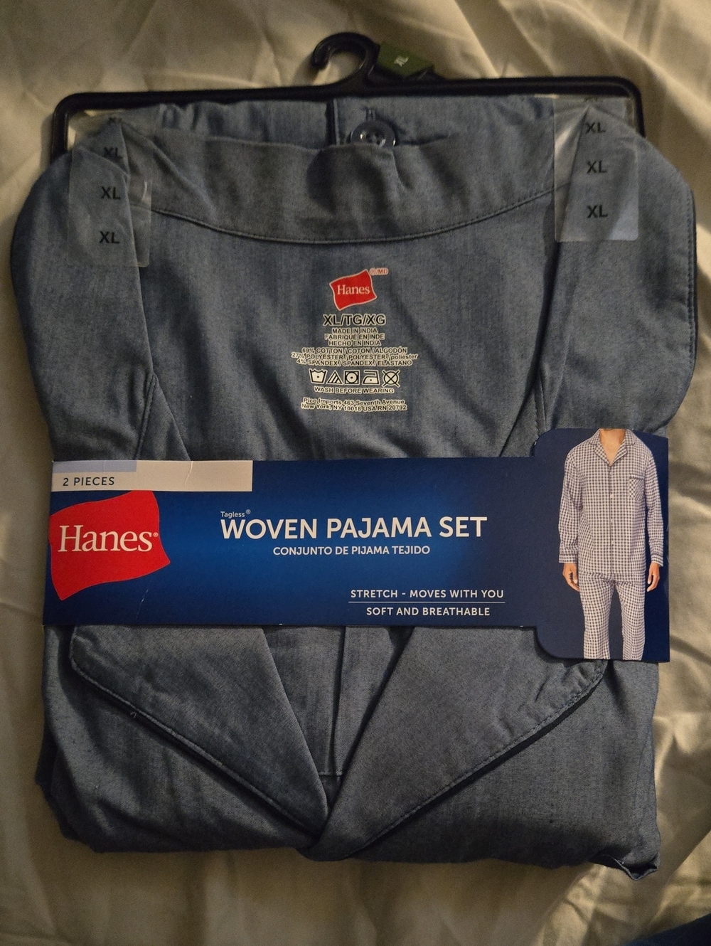 Hanes Men's Woven Pajama Set - Slate Blue